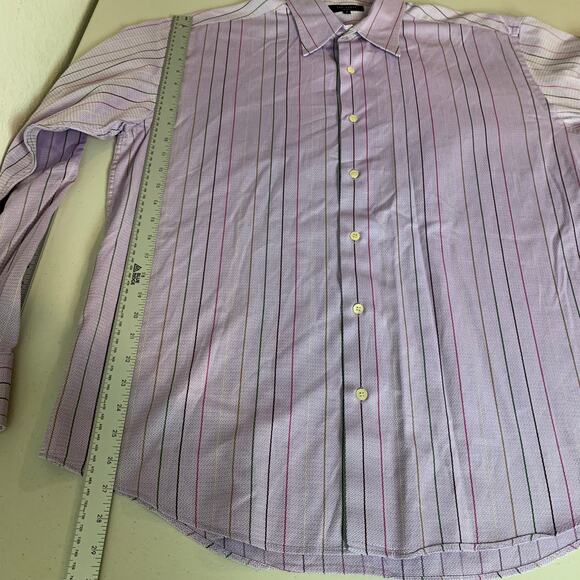 Ted Baker London Mens Button Down Size 6 Purple Colorful Striped Cotton Lavender - Picture 15 of 15